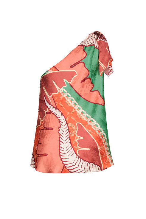Myanmar Jacquard Blouse / Coral